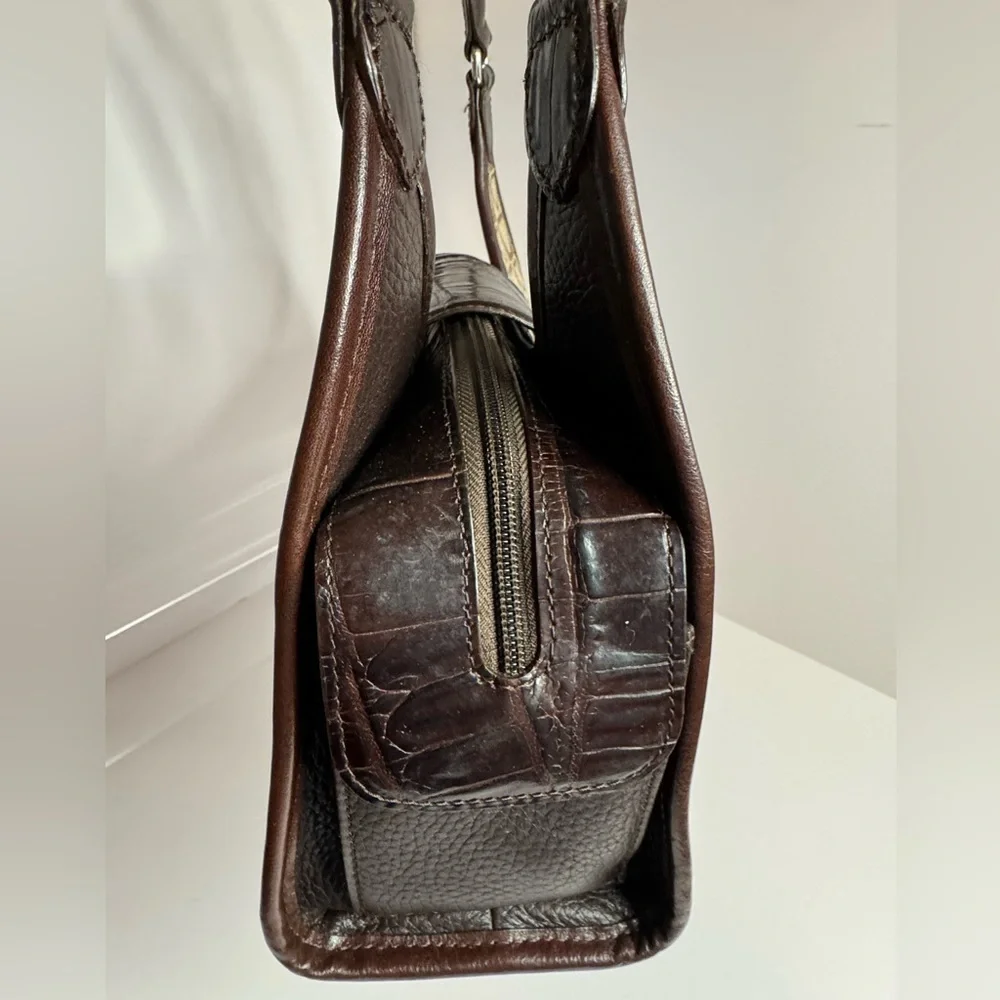 💖#163 Brighton Heart Signature Jacquard & Croc Embossed Leather Shoulder Bag